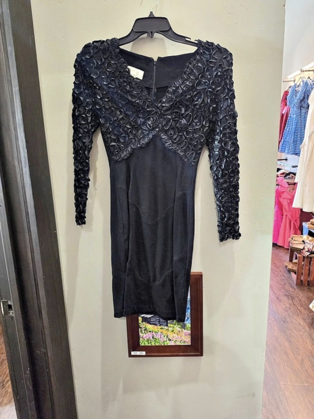 Black Textured Lace Mini Dress Like New